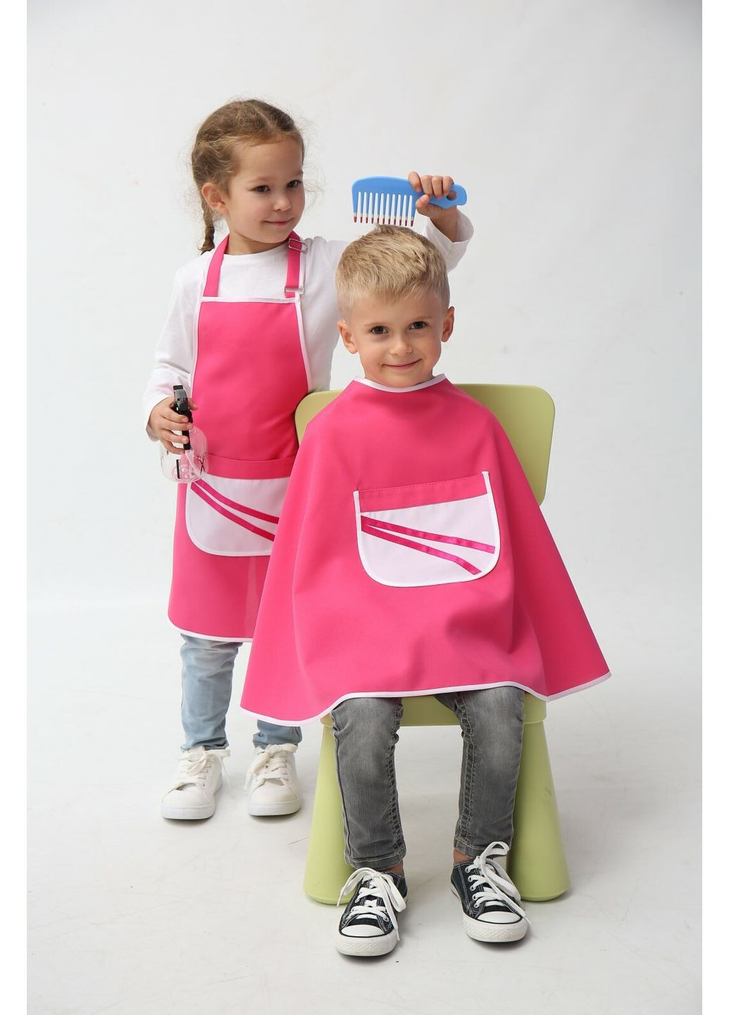 Набір перукаря дитячій (колір рожевий) Making накидка + фартух (348432813)