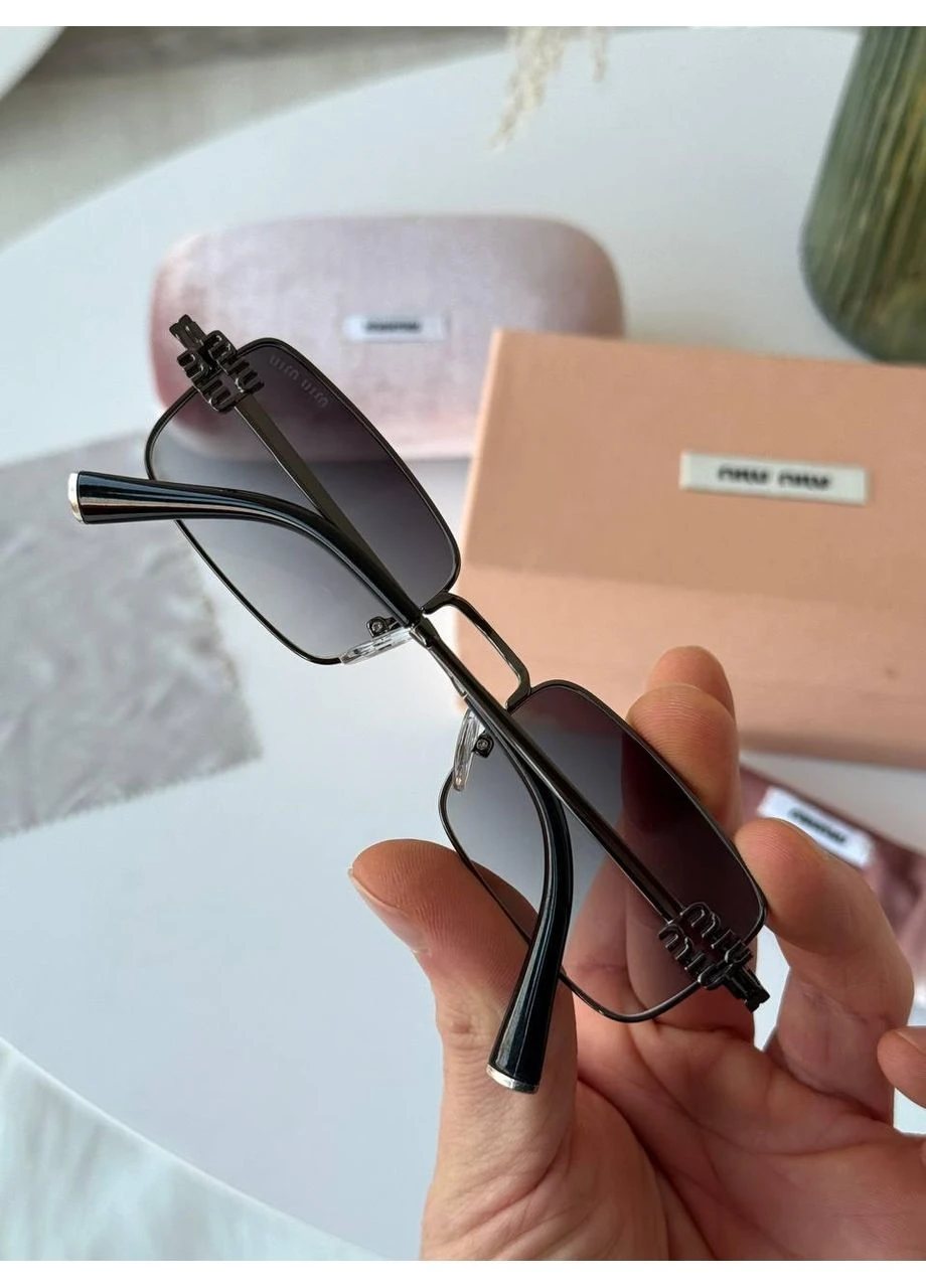 Женские очки без оправы Miu Miu. Прямоугольные очки на маленькое и среднее лицо. Темно-серый No Brand (385901109)