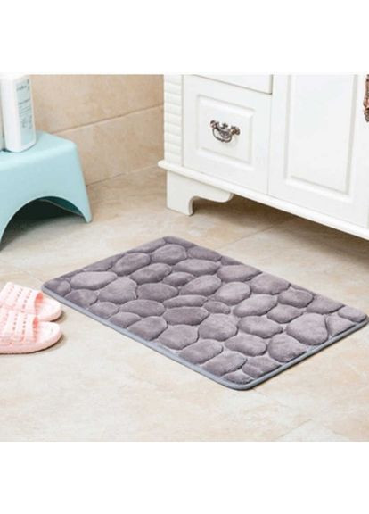 Коврик в ванную комнату прямоугольный с эффектом памяти антискользящий на прорезиненной основе 40х60 см Серый 01463 No Brand (367959455)