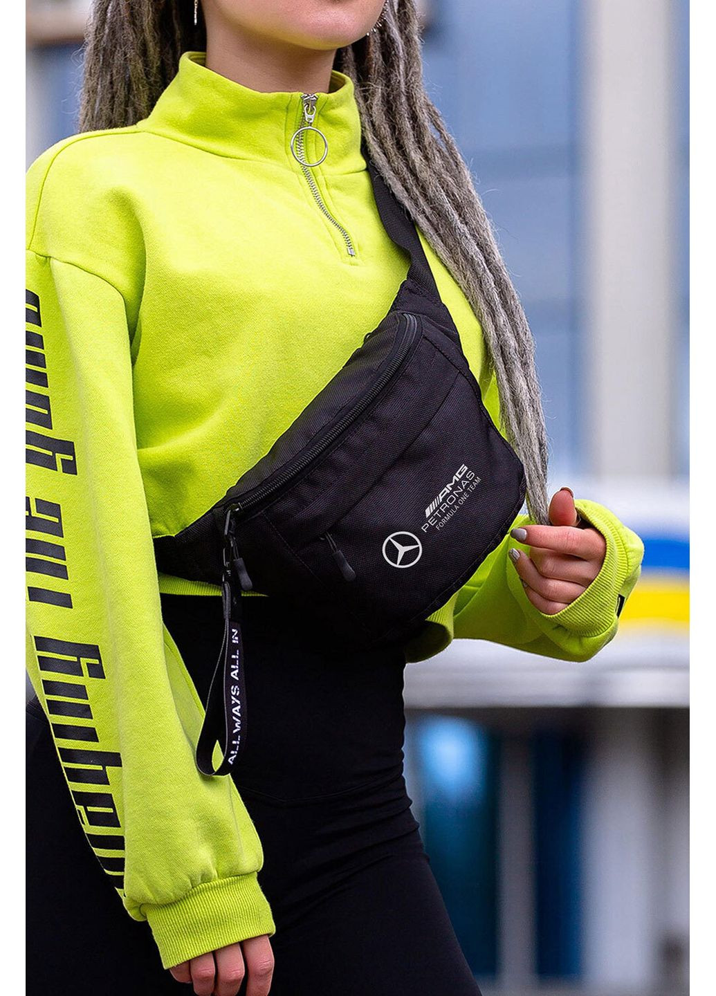 Жіноча Сумка Бананка Барсетка Через Плече з Принтом AMG Black Without (360641822)