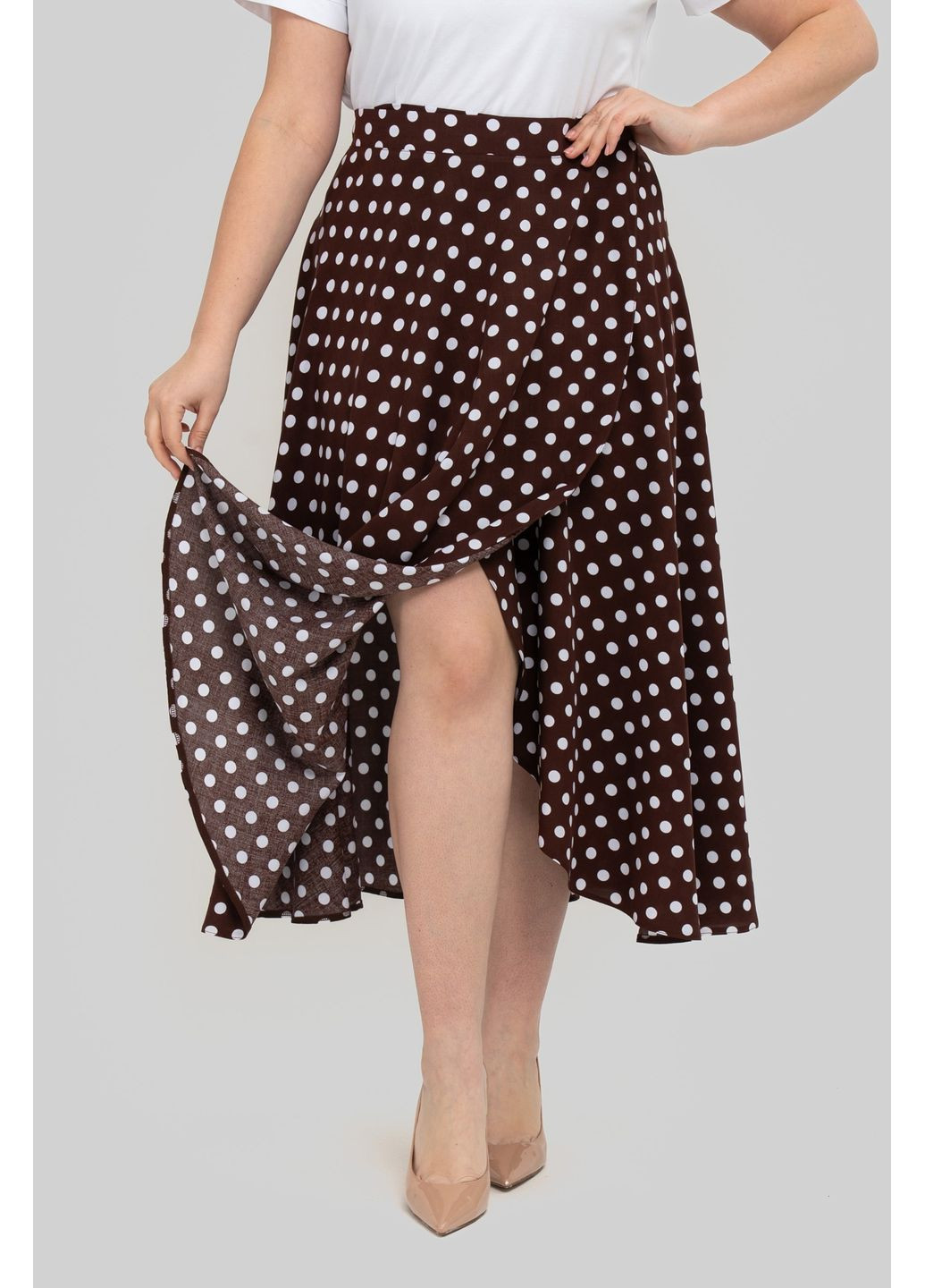 Коричневая повседневная юбка клешёная из штапеля all posa (ap102470p) A'll Posa