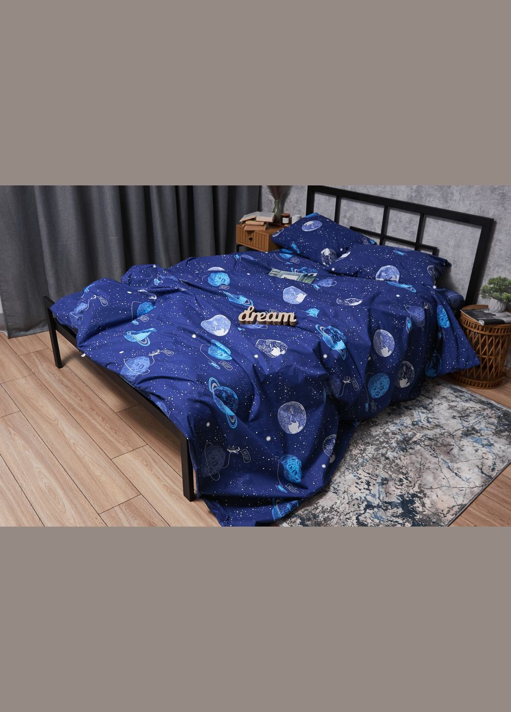 Комплект постільної білизни Бязь Gold Люкс «» King Size 220x240 наволочки 2х40х60 (MS-820004795) Moon&Star Planets (293147936)