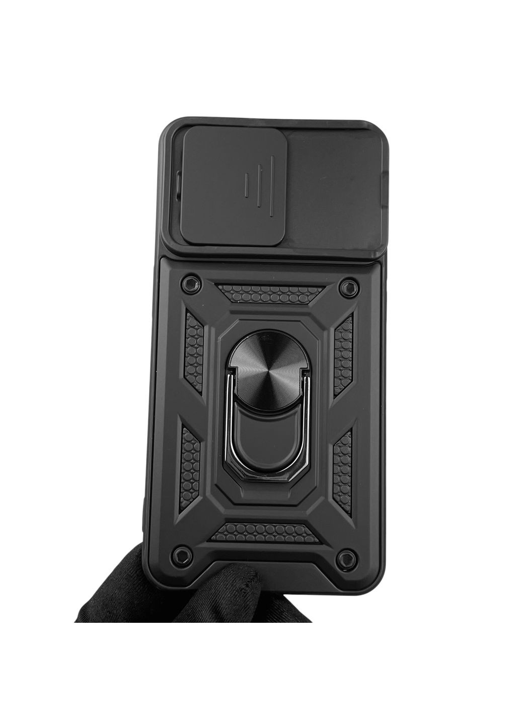 Чохол для iPhone 14 Pro броньований з кільцем-тримачем підставкою зі шторкою на айфон 14 про чорний rg1 Apple (366231659)