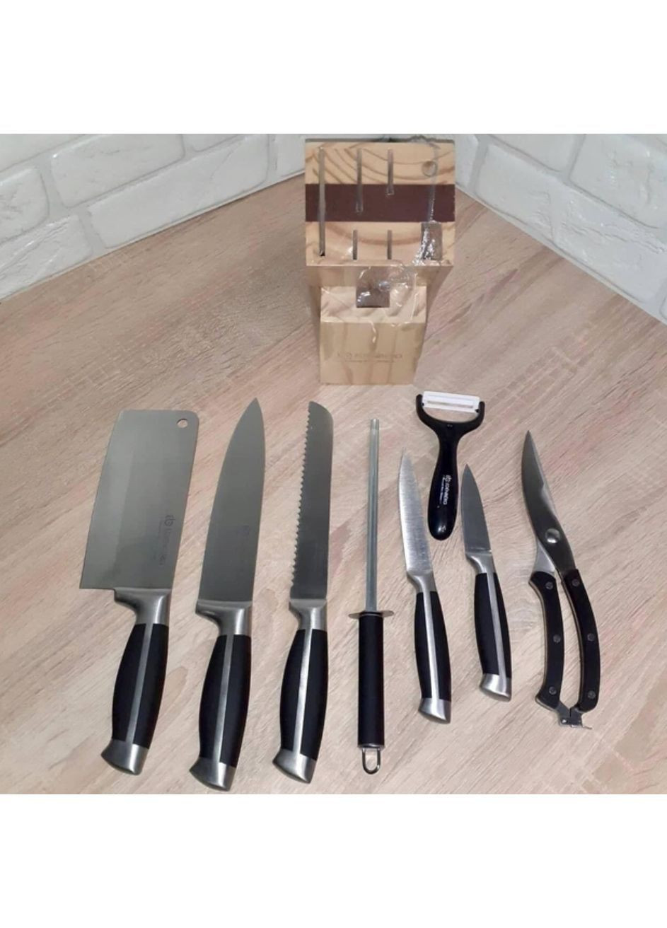 Набір ножів EB-3612 на дерев'яній підставці 9 пр. (EB-3612) Edenberg нержавіюча сталь, нержавіюча сталь, деревина