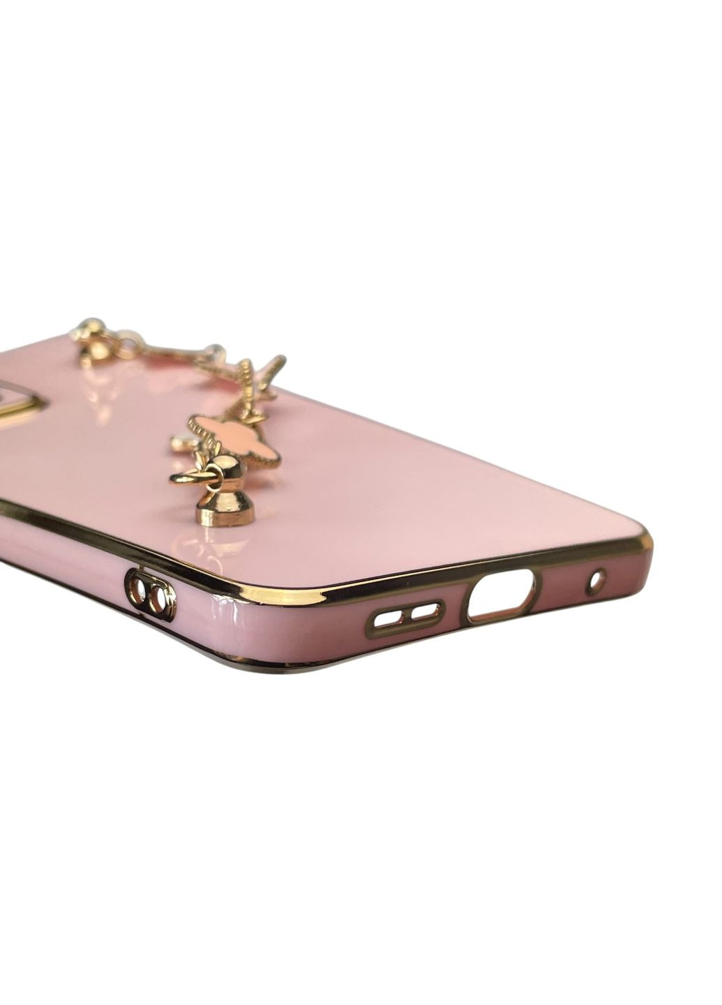 Чохол для телефона Redmi Note 12 4G жіночій із ремінцем з прикрасами та золотою окантовкою на сяомі редмі нот 12 4г пудровий gs1 Xiaomi (366234222)