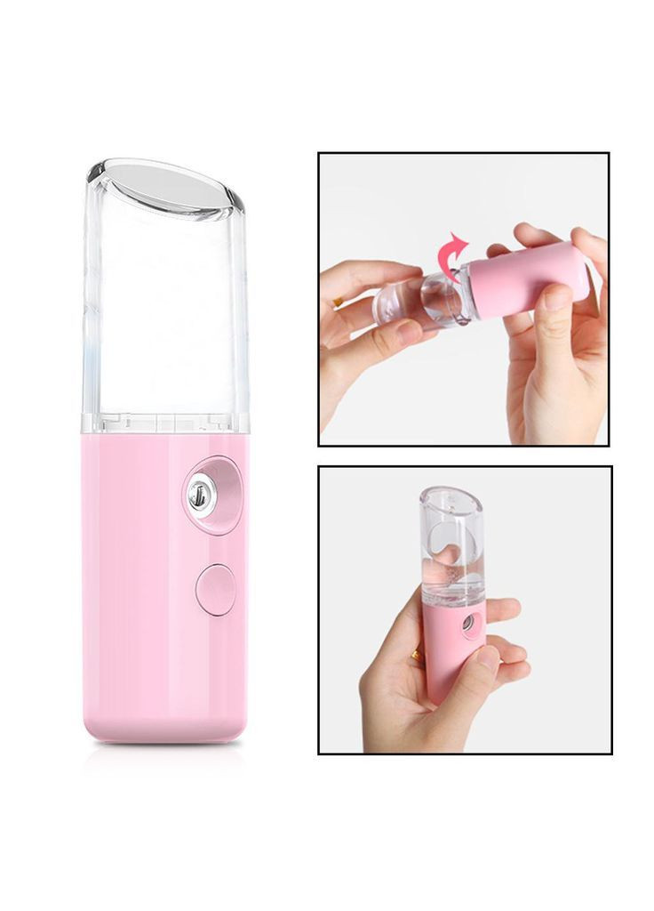 Увлажнитель для лица с аккумулятором, портативный мини аромараспылитель 30 мл для ухода за кожей Nano, розовый More (369156990)