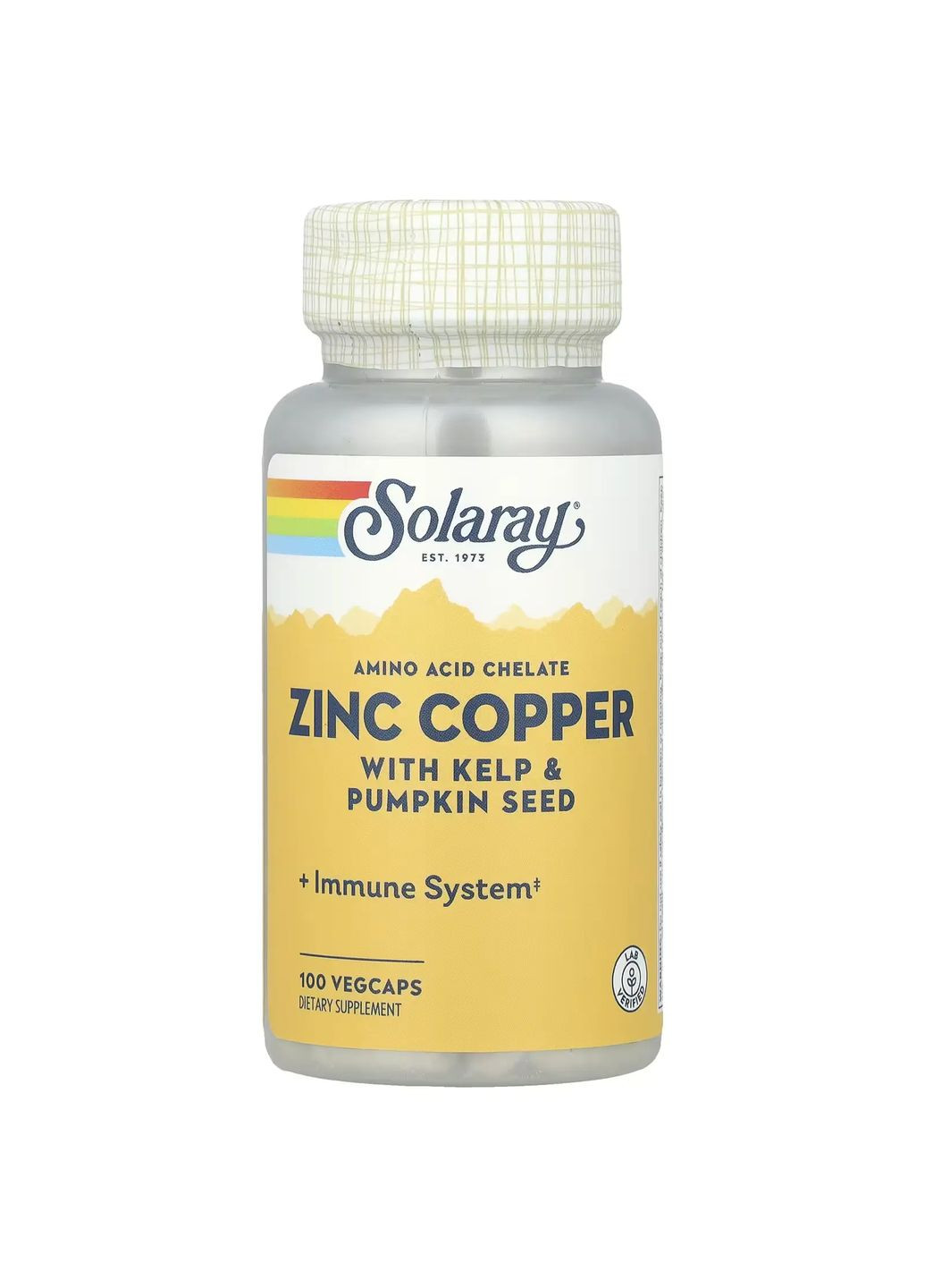 Цинк та Мідь (Zinc Copper) 50 мг/2 мг, 100 капсул Solaray (313103060)