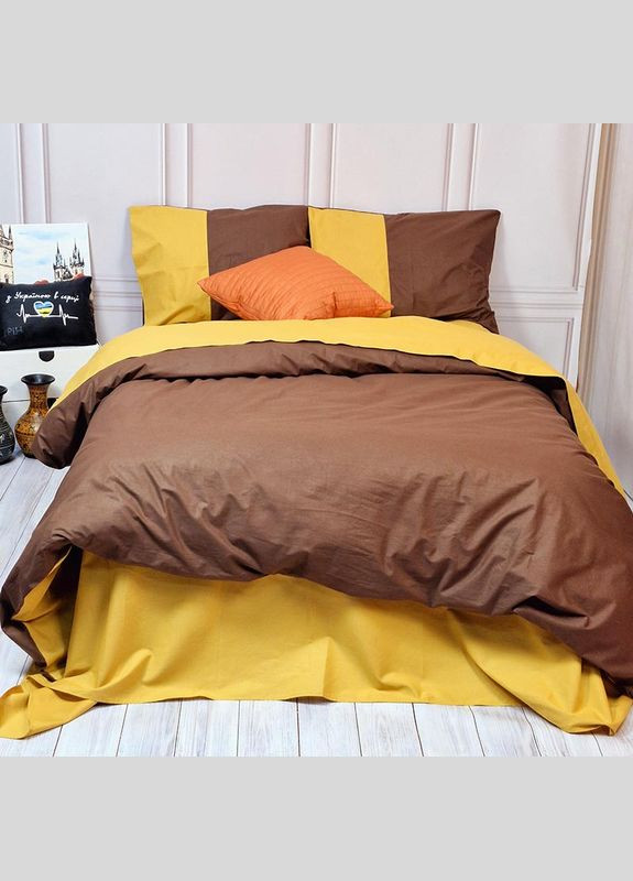 Постільна білизна PREMIERE Коричневий/Охра Ранфорс Двоспальна MERISET (306740115)