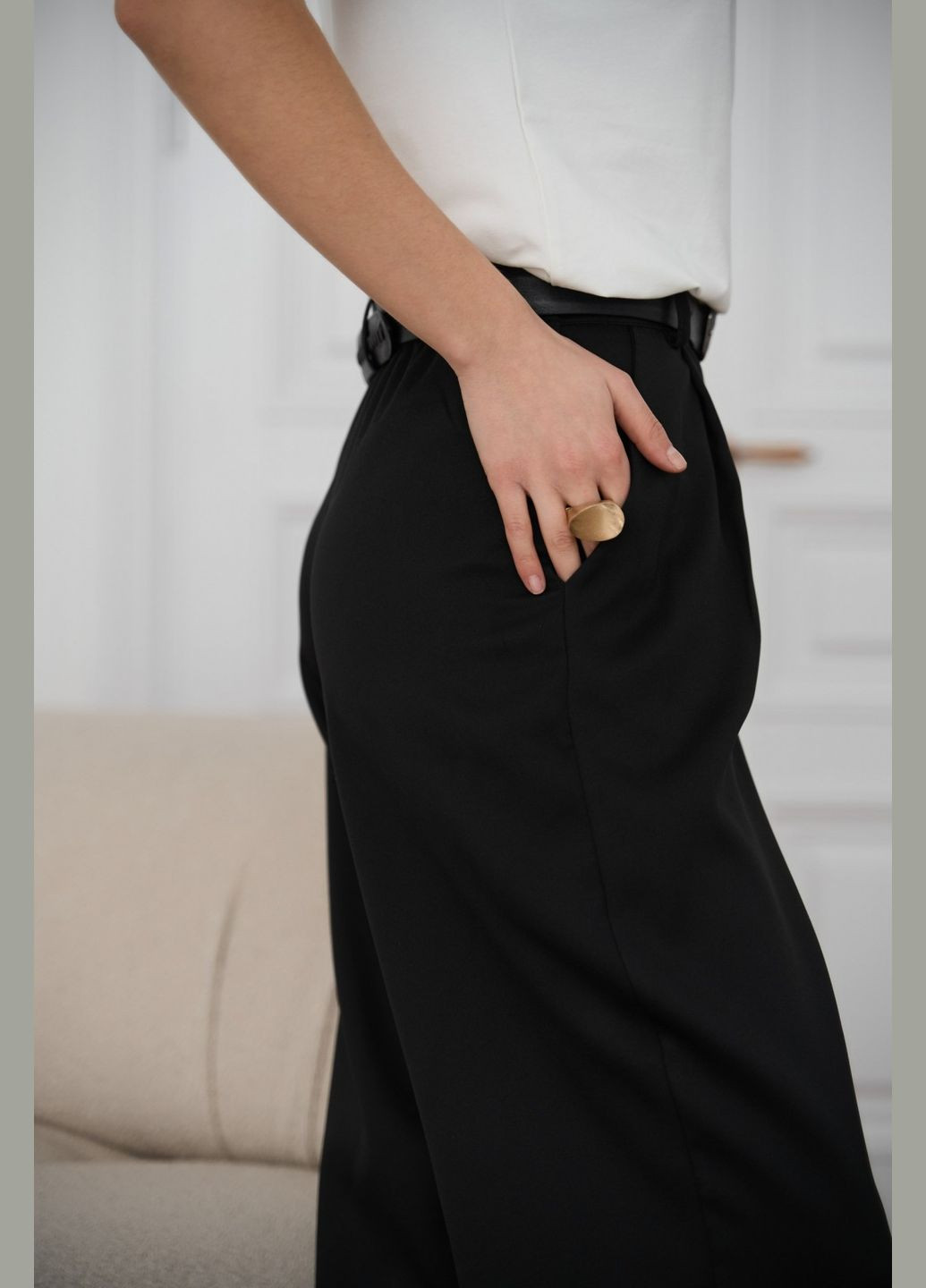 Женские брюки палаццо цвет черный р.L 451486 New Trend (282926324)