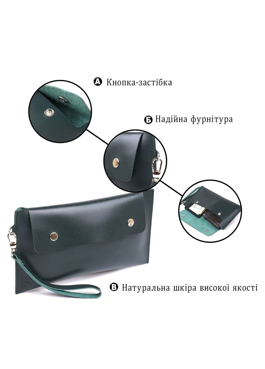 Практичная кожаная тревел-косметичка с ремешком на запястье зеленая (sku_16423) No Brand (330012787)