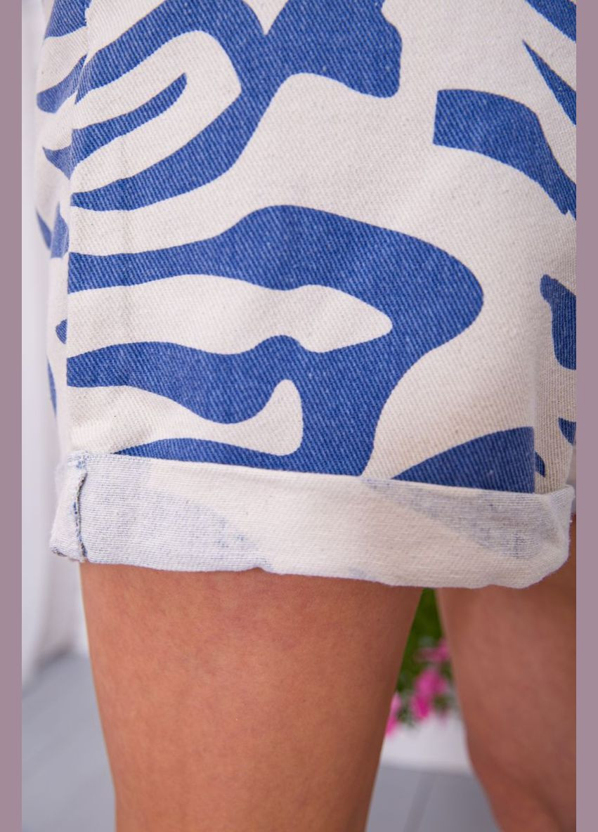 Джинсовые женские шорты, в бежево-синий принт, Ager (292130638)