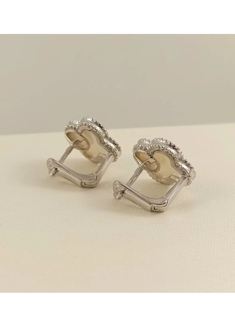 Серьги серебряные с перламутром "Клевер" (Арт.22111460034) Shatlen Сережки (368770485)