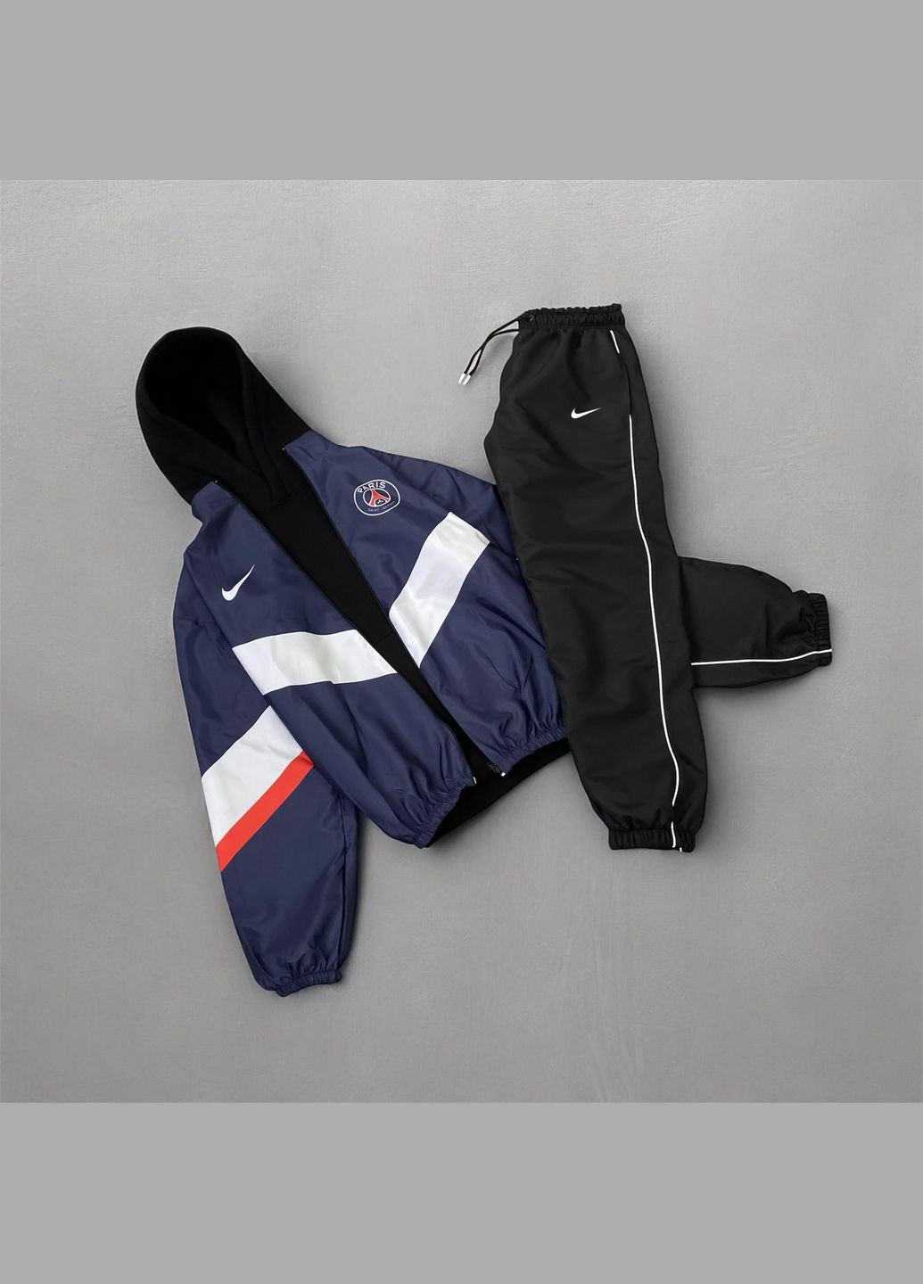 Стильный мужской спортивный костюм штаны + ветровка черно-синий No Brand (316684329)