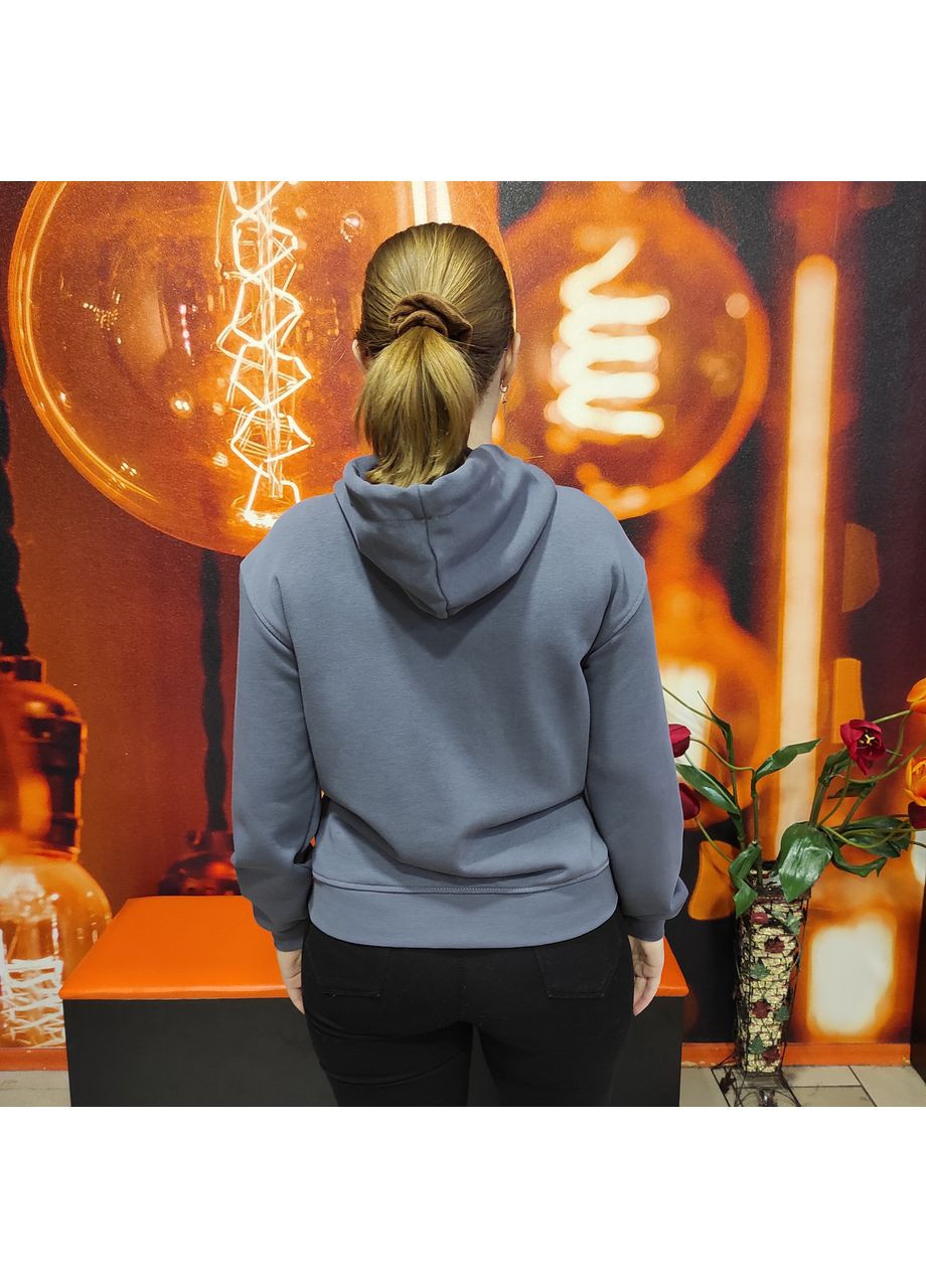 Толстовка женская замок трехнитка молния карманы капюшон XL черная AKSAN (354331997)