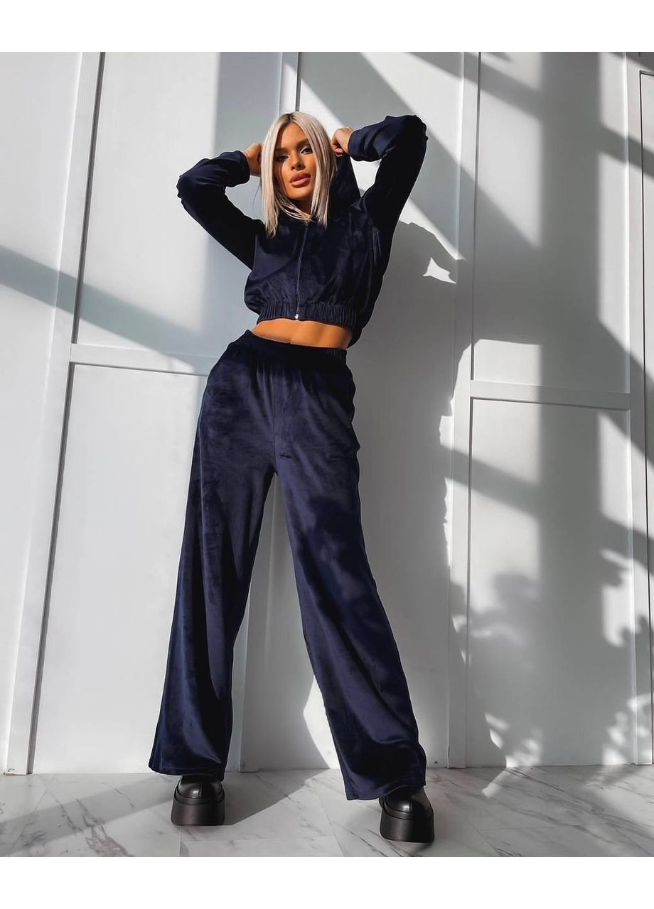 Велюровий костюм з укороченою кофтою на блискавці Nositi 1063-15 (355339821)