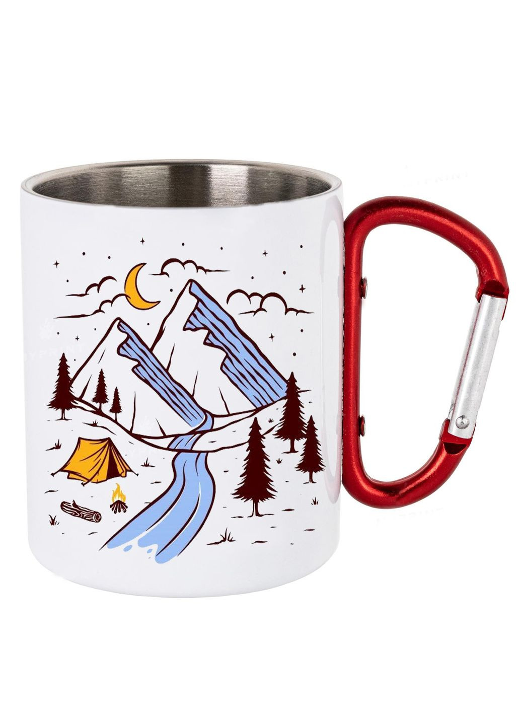Кружка металева з карабіном (red) туристична 300 мл #0048 біла No Brand (316123209)