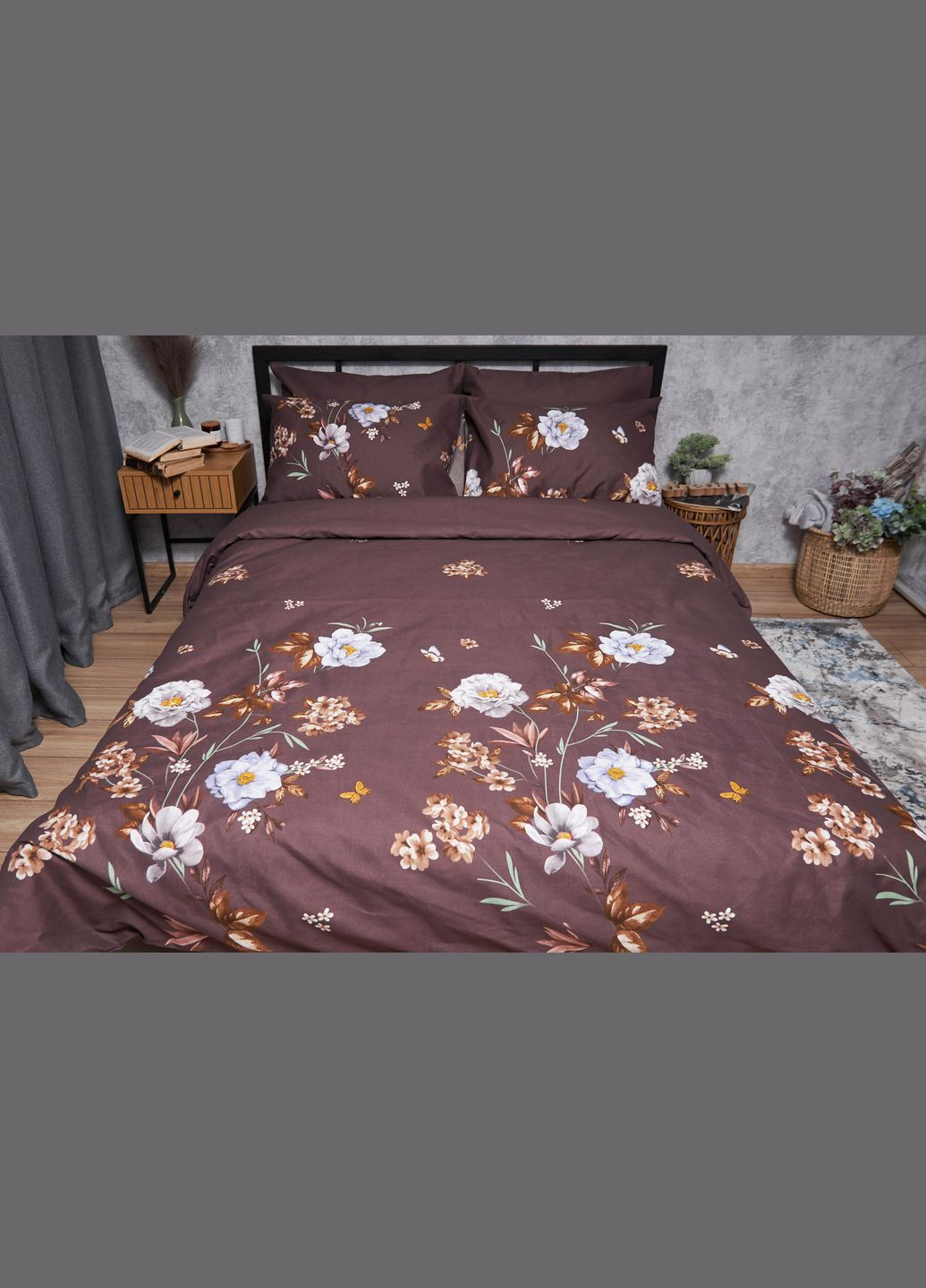 Комплект постельного белья Микросатин Premium «» евро 200х220 наволочки 2х50х70 (MS-820005016) Moon&Star floral mocha (293147795)