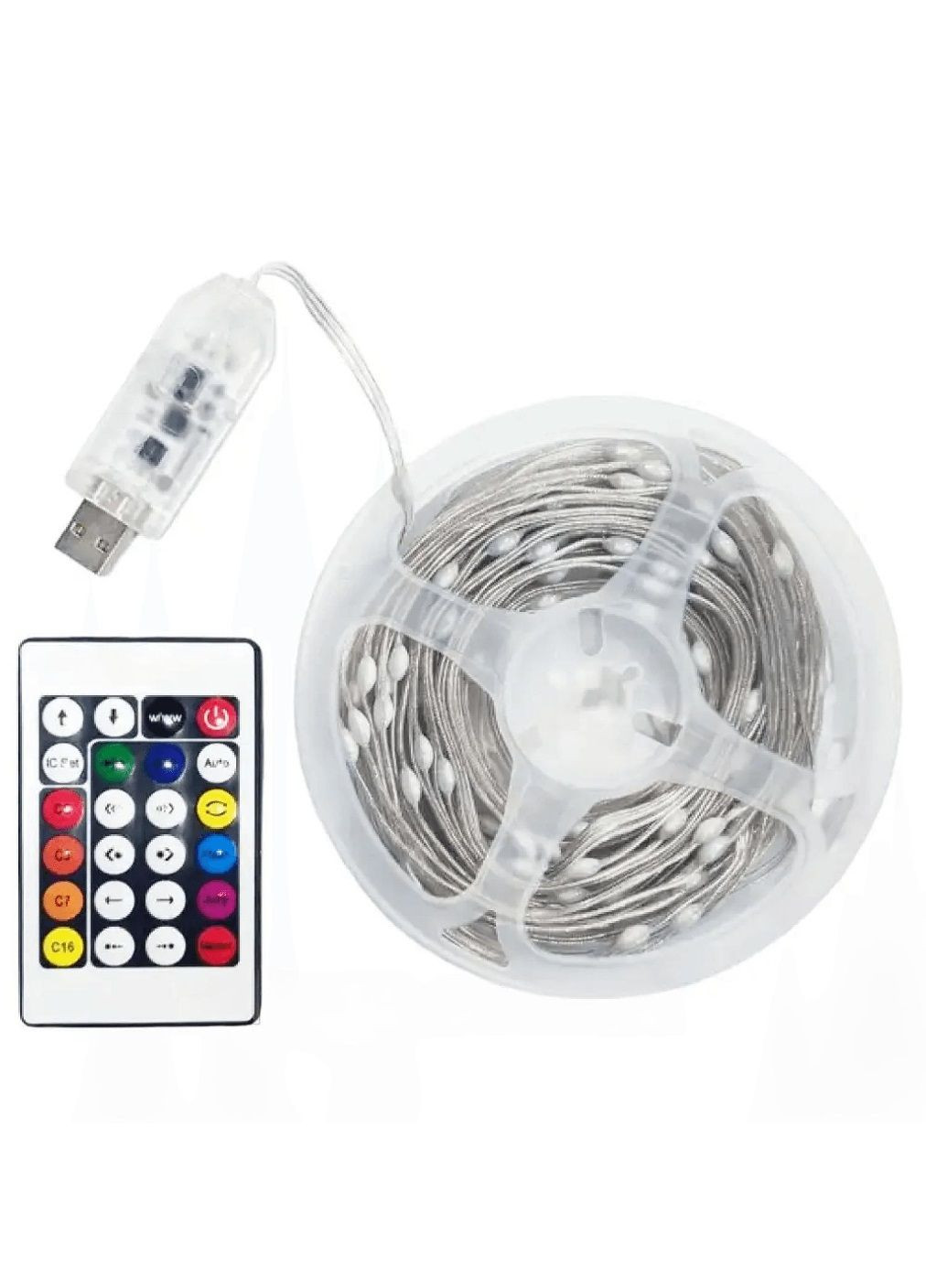 Светодиодная внутренняя комнатная умная смарт гирлянда лента нить с работой от USB пультом управления 10 м (478708-Prob) RGB Unbranded (308894405)
