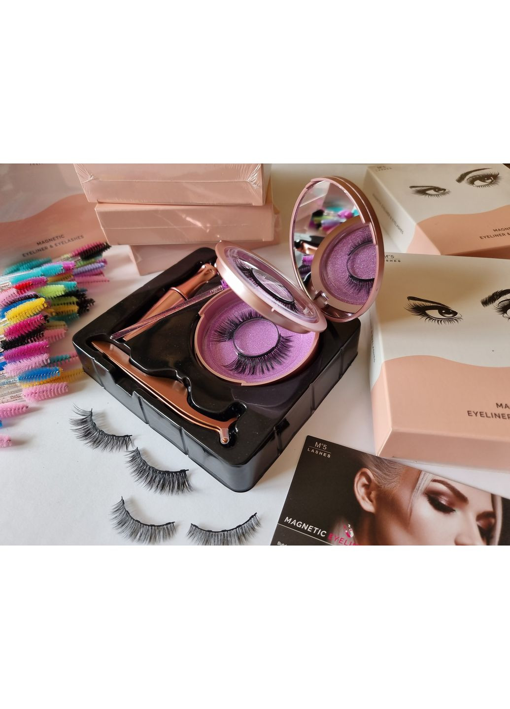 Набор многоразовые ресницы ДВЕ модели + магнитная подводка + пинцет Magnetic Lashes (366668462)