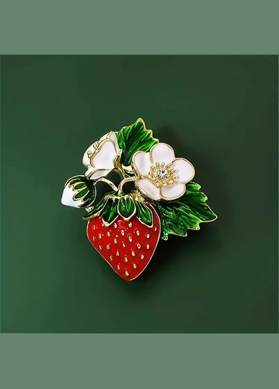 Золотая брошь в виде красной клубники с цветами 3.5 см. LuxAurum267 Fashion Jewelry (346267729)