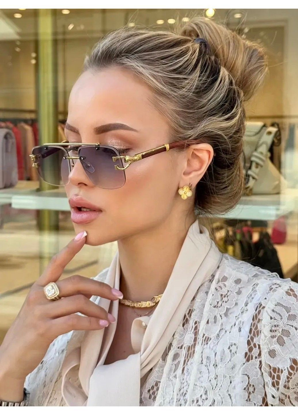 Очки солнцезащитные унисекс квадратные Jaguar безободковые градиент черные No Brand (362135828)