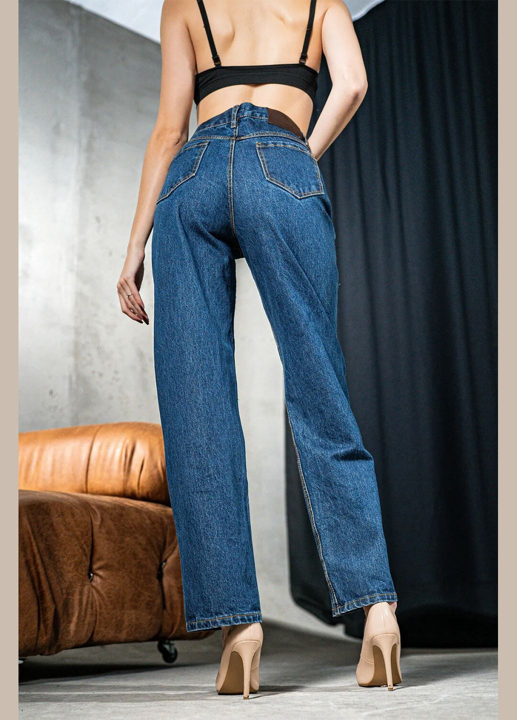 Джинсы женские прямые повседневные Denim Wide Синие Teamv - (317310421)