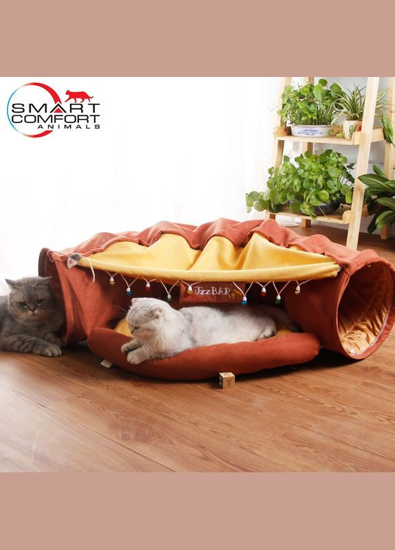 Будиночок для кота Smart Comfort Animals GX-77 коричневий ігровий Будиночок для кішки з секретним тунелем і спальним місцем Smart Comfort System (292632174)