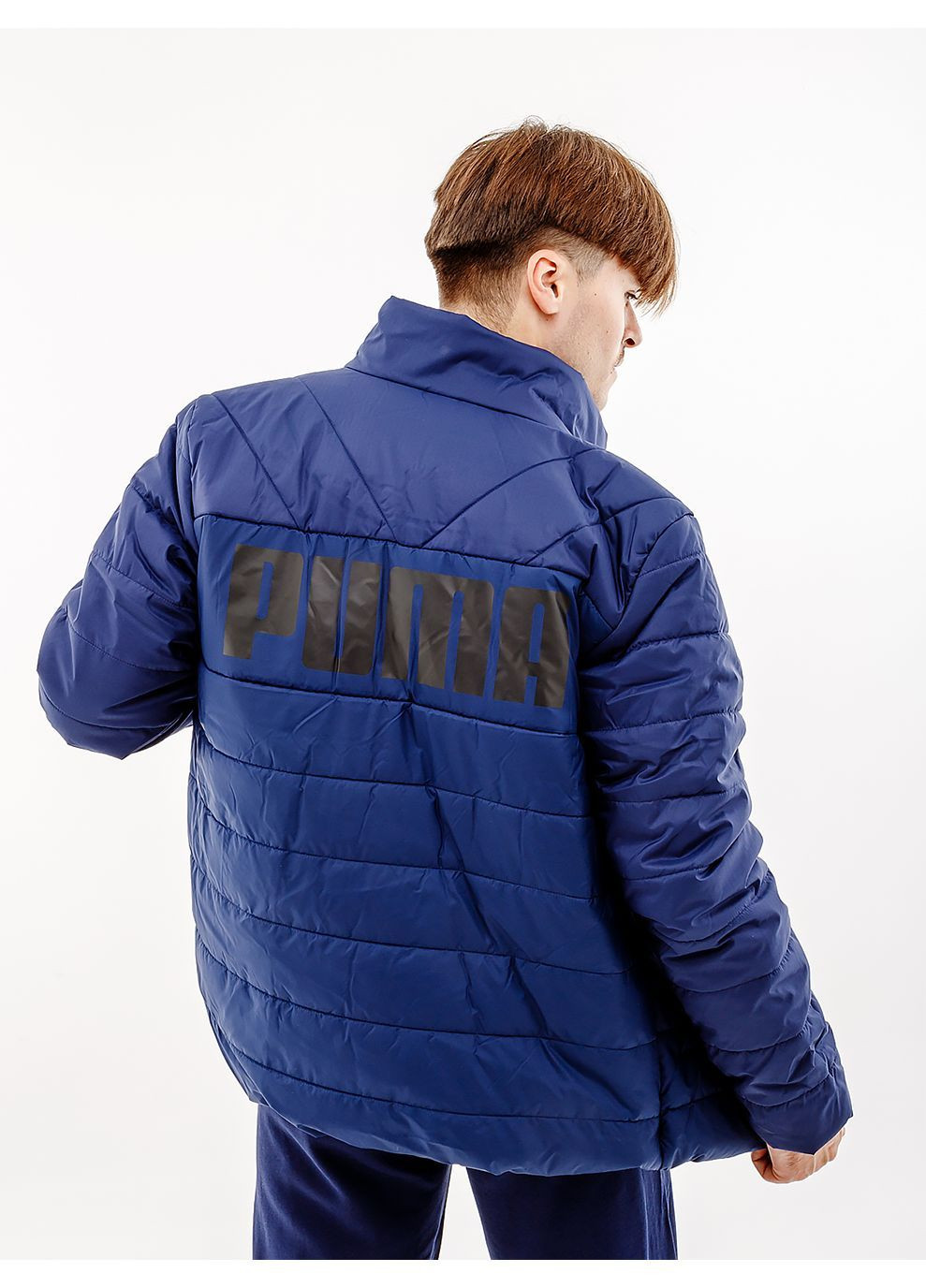 Синяя демисезонная мужская куртка ess+ padded jacket синий Puma