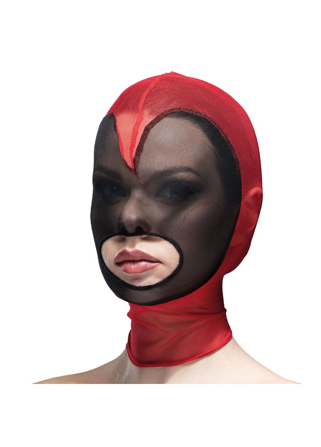 Маска серце сітка з відкритим ротом Hearts Mask Red/Black Feral Feelings (297572733)