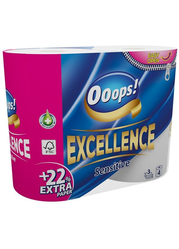 Туалетний папір ! Excellence тришаровий 4 рулони ooops 701456 (335973971)