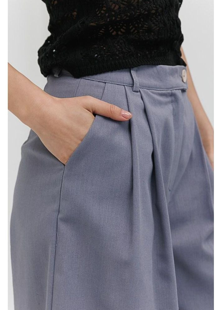 Шорти жіночі льон вільні бермуди висока талія S сірі Arjen (350349494)