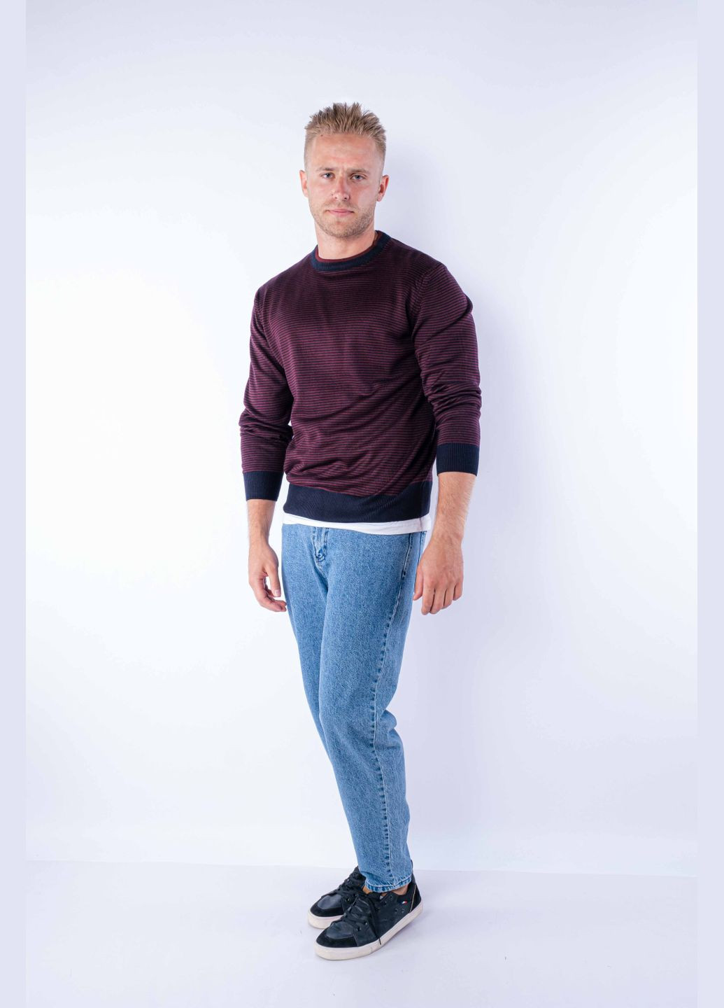 Прозорий демісезонний джемпер (темно-синій/бордо) Time of Style