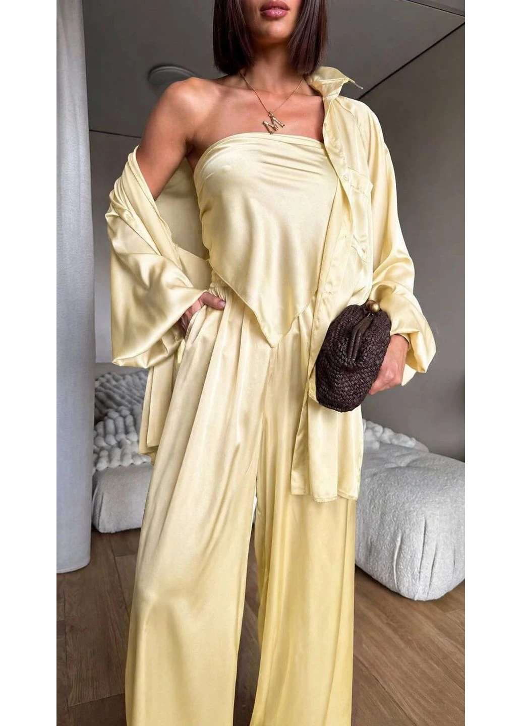 Костюм-тройка из шелка oversize ‼️Замеры в описании‼️ Vione (397279235)