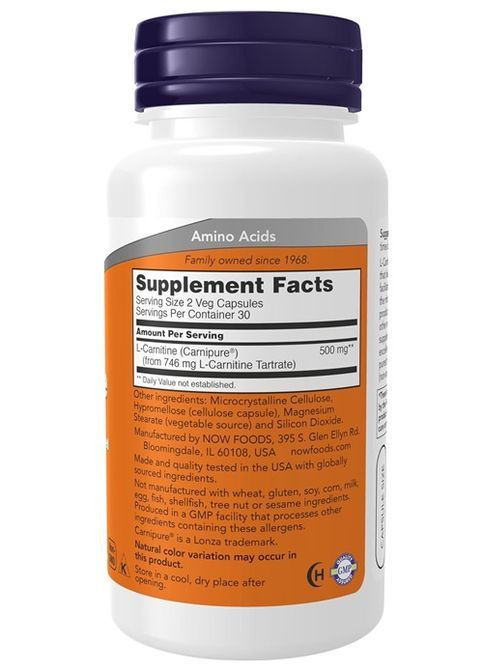 L-Carnitine 250 mg 60 Caps Now Foods (362419016)