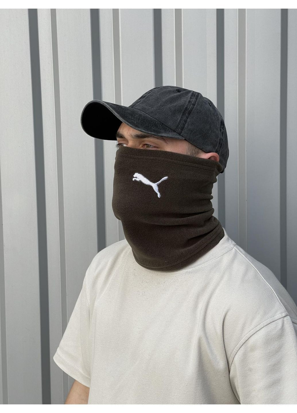 Бафф флісовий з вишитим логотипом хакі No Brand Класичний баф (369920529)