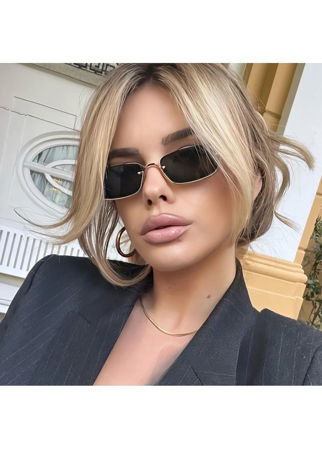 Сонцезахисні окуляри напівободкові Luxury GG чорні із золотом No Brand (294206975)