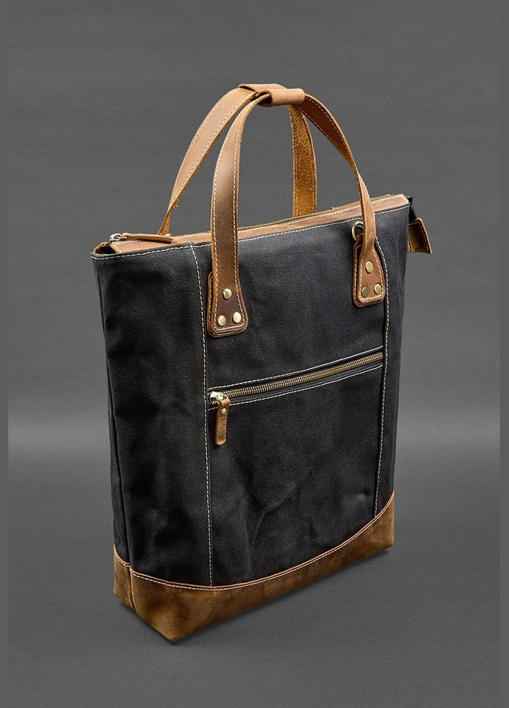 Сумка-рюкзак з канвасу та натуральної світло-коричневої шкіри (A-028225) BlankNote (327874330)