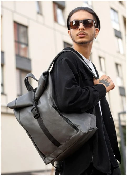 Чоловічий рюкзак ролл RollTop LZT графітовий 41х30x16см Sambag (399207585)