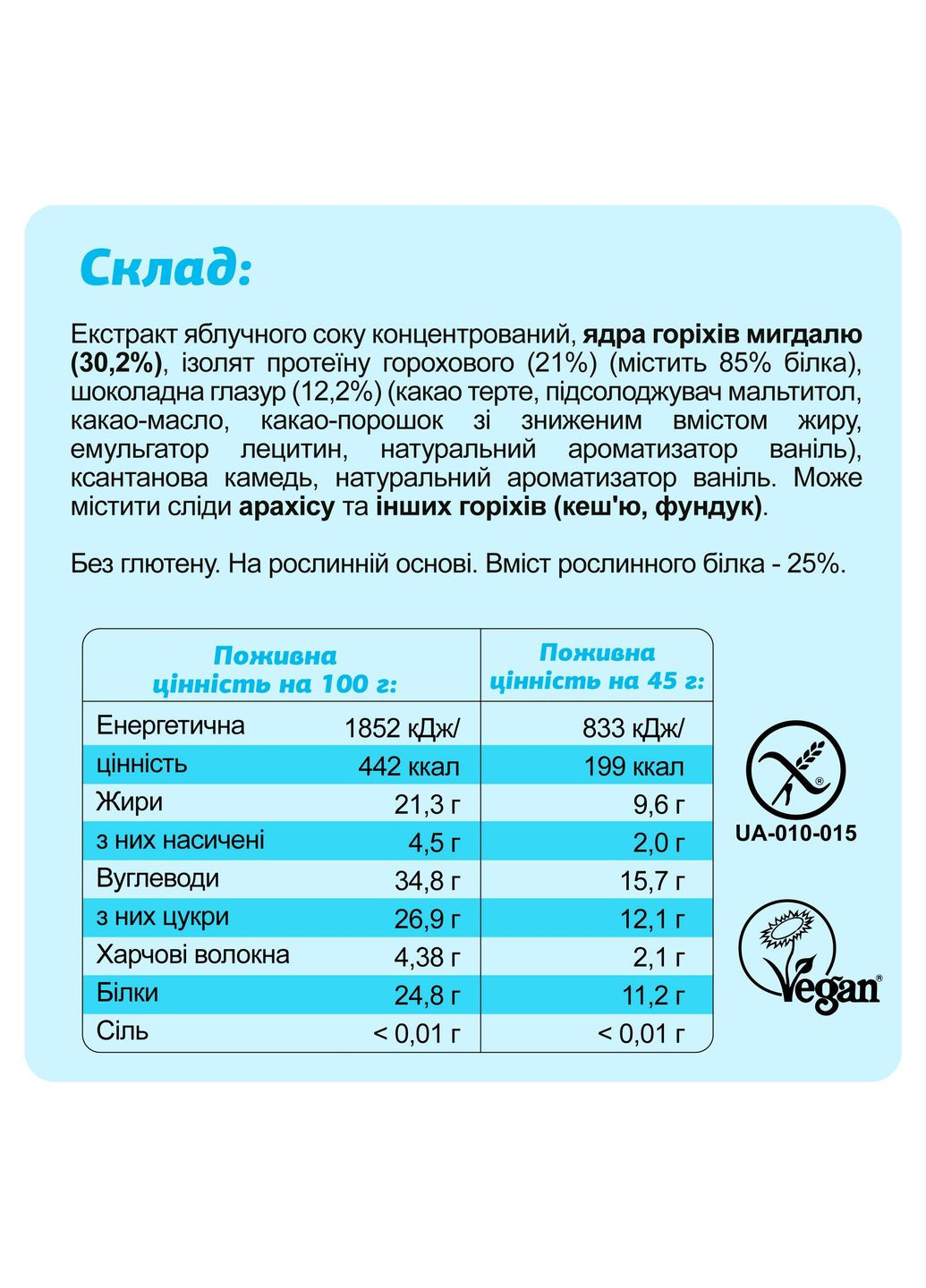 Протеїновий батончик без глютену FIZI Choco + almond 25% 45 г х 10 шт Рослинний протеїн (4820262540429) No Brand (355878190)