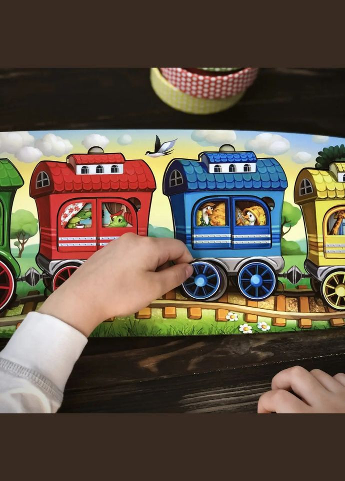 Деревянный сортер "Веселый паровозик – 3 вагона" (ПСФ019) PSF019 пазл-вкладыш Ubumblebees (336335122)