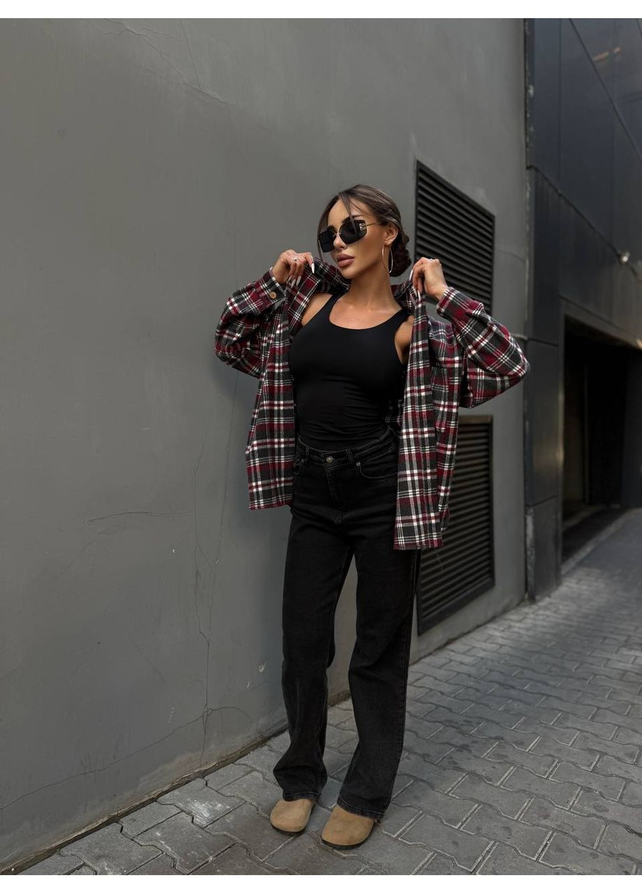 Кашемiрова жіноча сорочка бордового кольору 34645 No Brand (361298505)