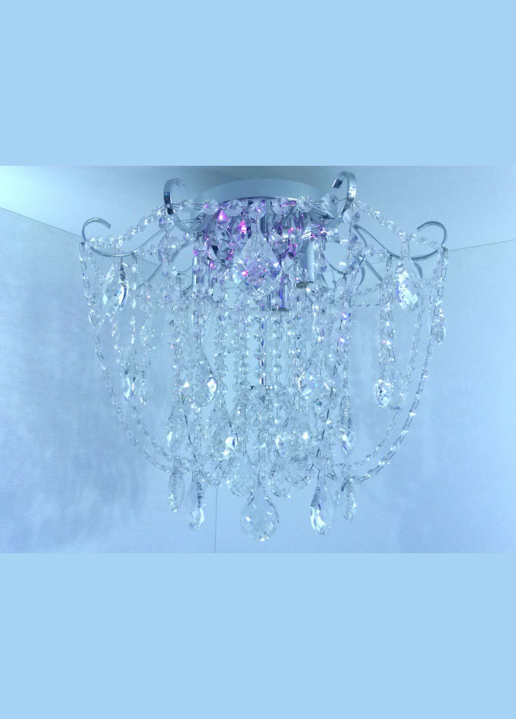 Люстра стельова кришталева з пультом 25486 Хром 42х45х45 см. Sunnysky (364490190)