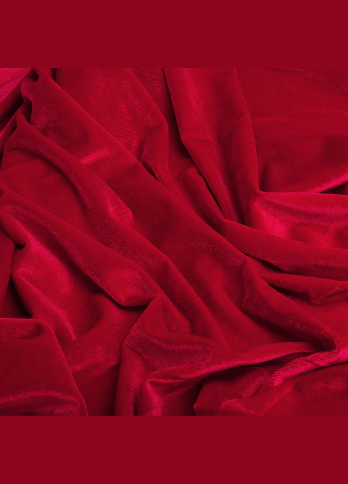 Тканина велюр однотонний, 140 см, 284 г/м2, для одягу, суконь, костюмів, спідниць V-7 червоний IDEIA (318506934)