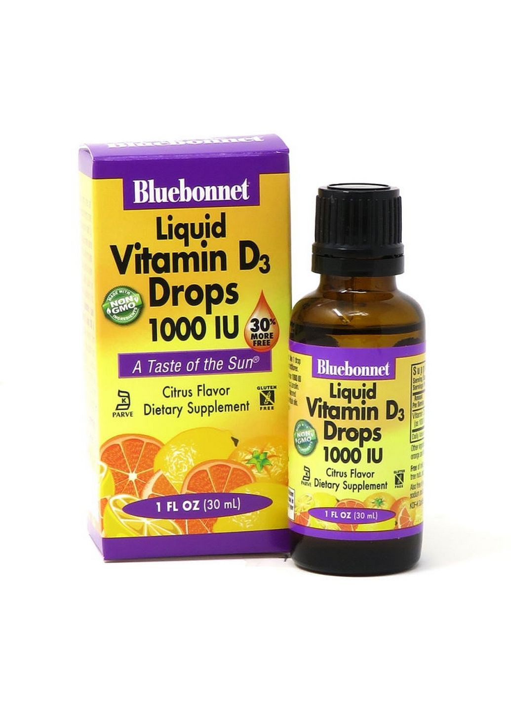 Вітаміни та мінерали Bluebonnet Liquid Vitamin D3, 1000 IU 30 мл - апельсин Bluebonnet Nutrition (293482353)