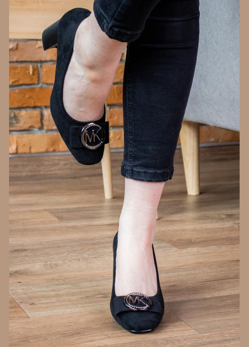 No Brand Женские замшевые туфли на каблуке Maiguan 1252 Черные черный з искусственная замша, — демисезон (322874004)