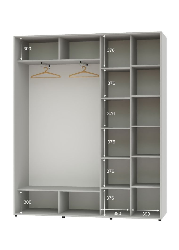 Шафа-купе дводверна 200*45*220 Сірий 2 двері ДСП Алекса (360440430)