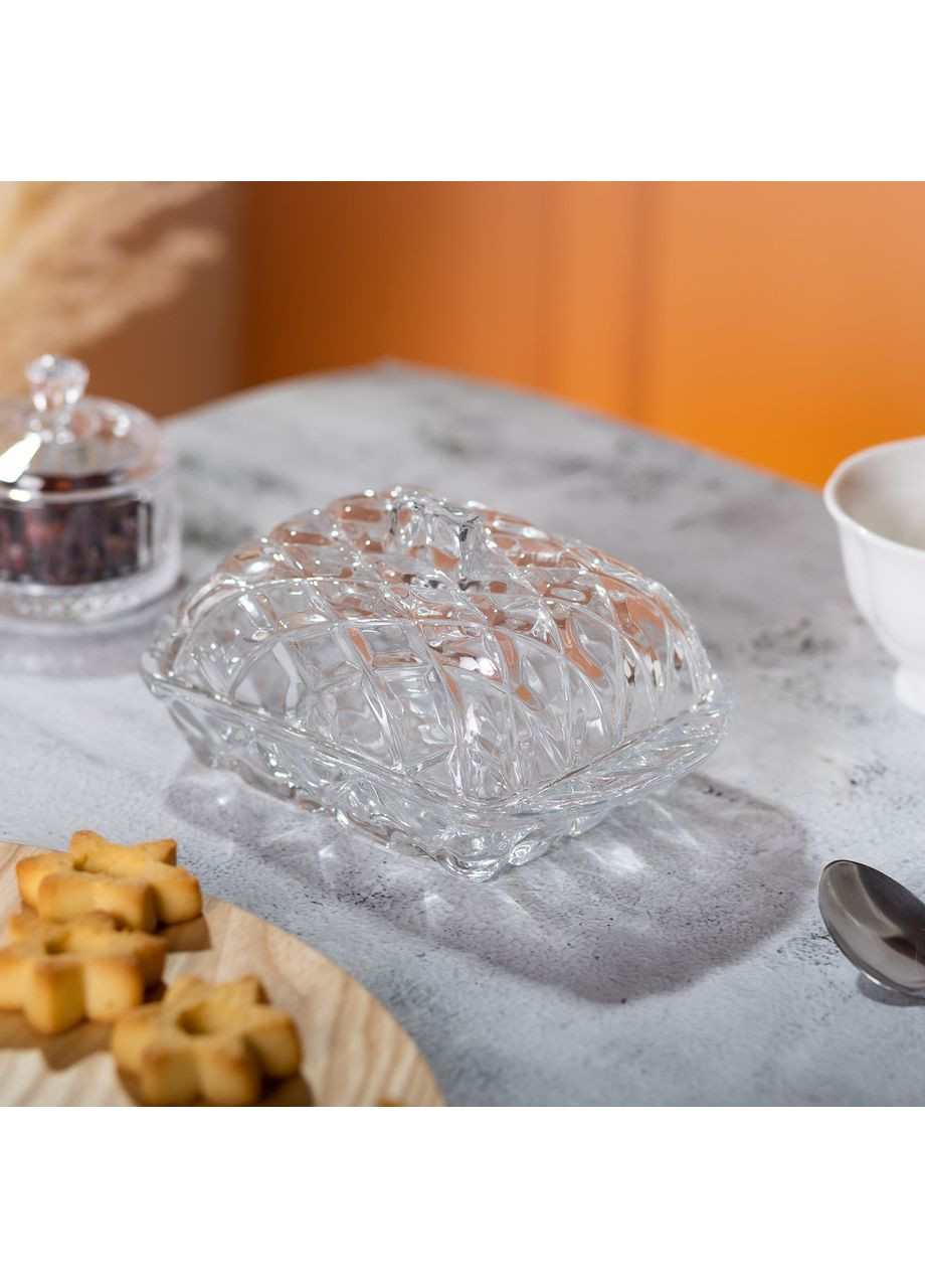 Масленка стеклянная для сливочного масла с крышкой 16.5х10.5х8 см подставка для сливочного масла HP-YH-45 Yiwu (369142785)