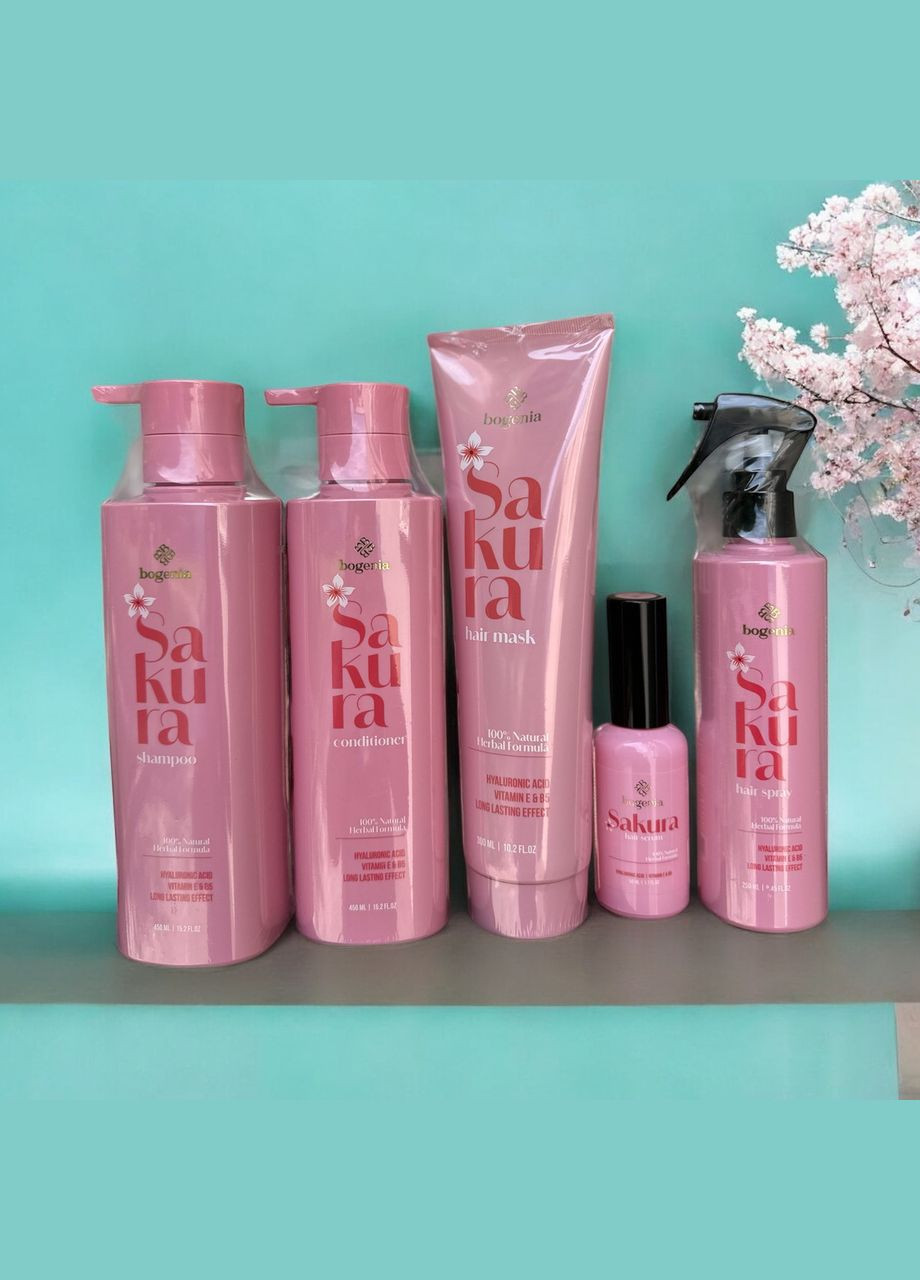 Набор для волос Sakura (шампунь, кондиционер, маска, спрей, сыворотка) Bogenia (337716380)