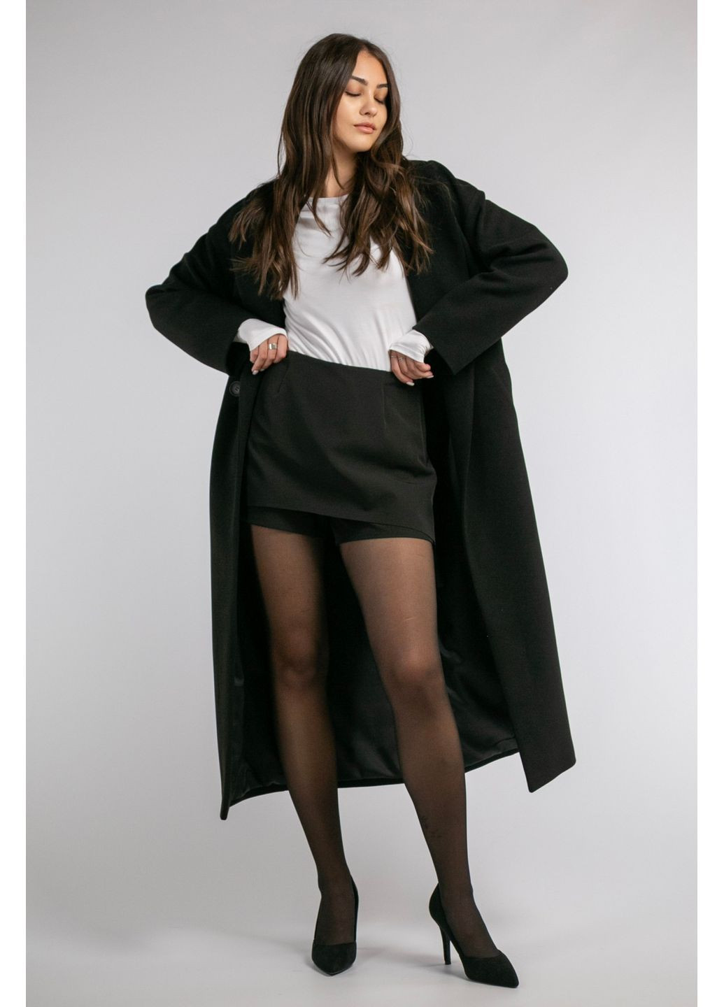 Чорне демісезонне Пальто демісезонне оверсайз максі оверсайз CHICLY