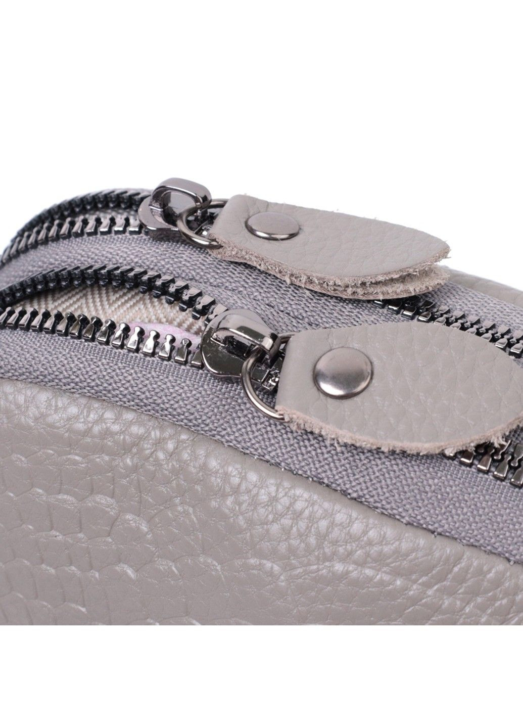 Невелика жіноча сумка на два відділення з натуральної шкіри 22801 Сірий Vintage (303877220)